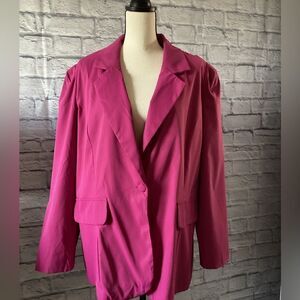 Shein Curve - Women’s Plus Fuschia One-Burton Long Sleeve Blazer